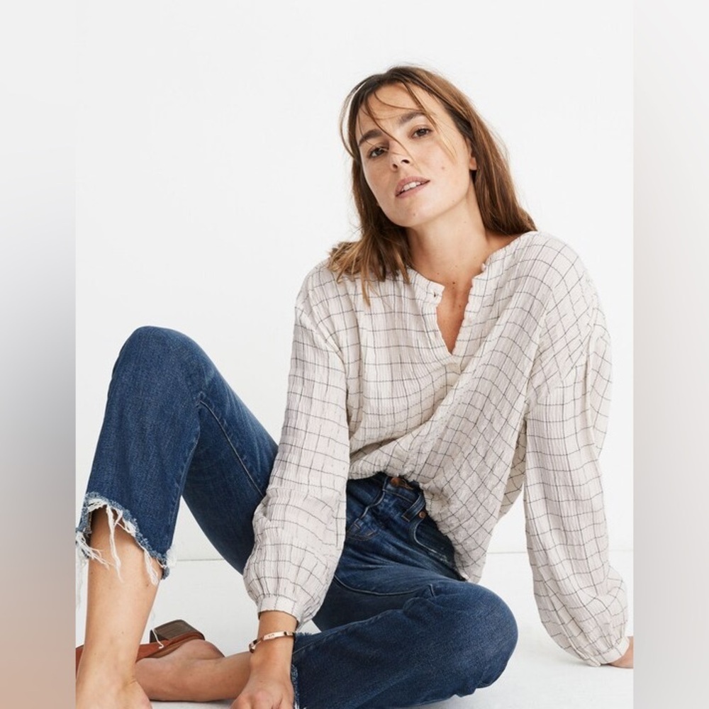 Madewell Meadow Shirt in Windowpane Sz S